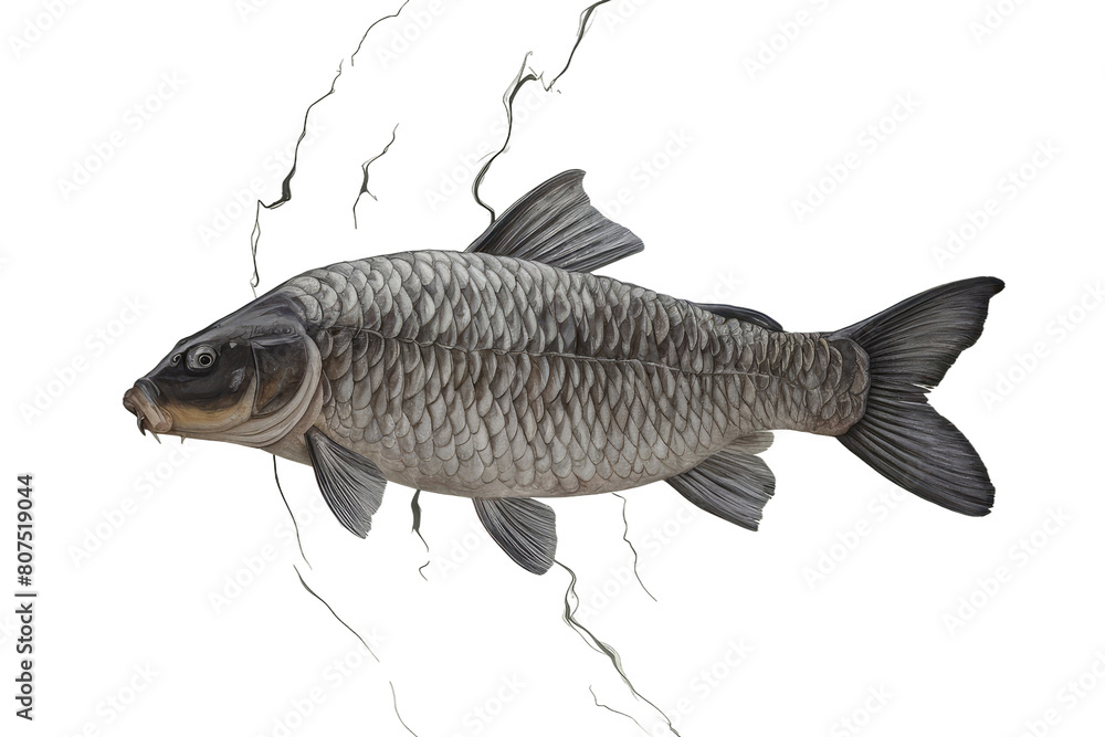 Fototapeta premium isolated fresh fish, GENERATIVE AI