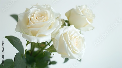 white roses against a pristine white background  their purity and simplicity captured in stunning detail.