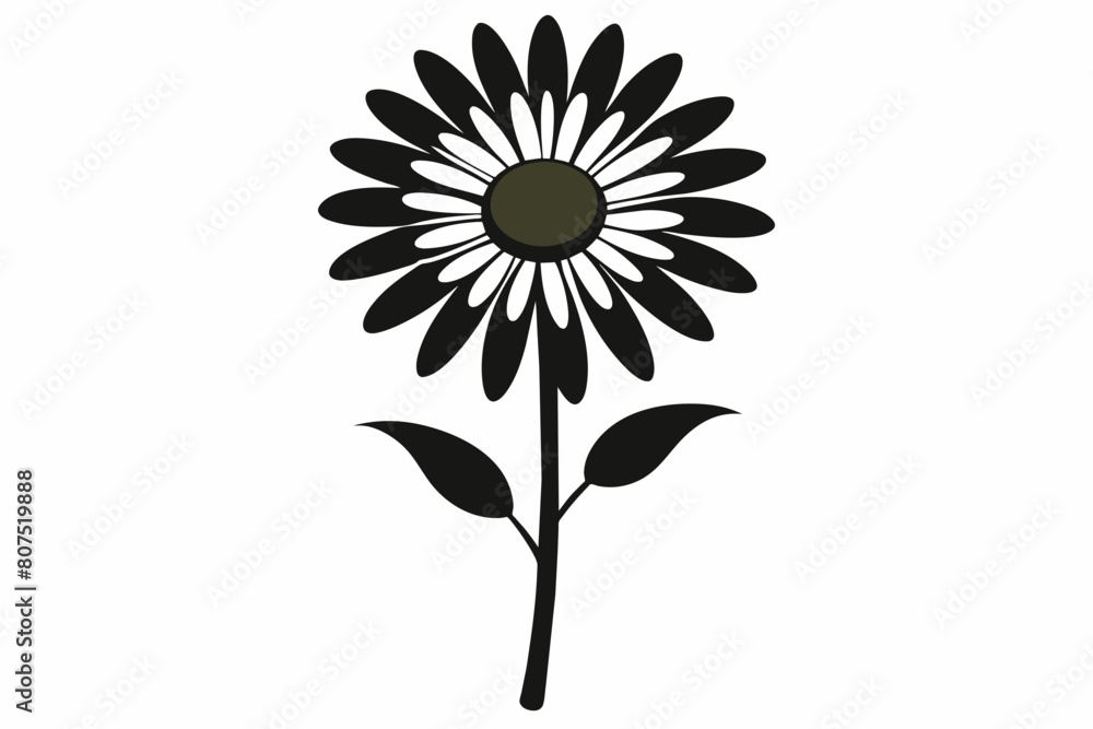 Daisy black and white flower silhouette on white background, Vector illustration, bird, icon, svg, characters, Holiday t shirt, Hand drawn trendy Vector illustration, Rose flower Daisy black and white flower silhouette on white background, Vector illustration, bird, icon, svg, characters, Holiday t shirt, Hand drawn trendy Vector illustration, Rose flower
