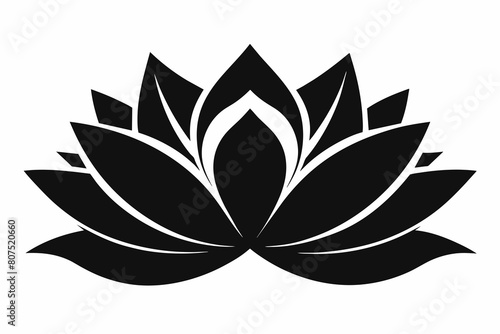 black and white lotus flower silhouette on white background, Vector illustration, bird, icon, svg, characters, Holiday t shirt, Hand drawn trendy Vector illustration, Rose flower