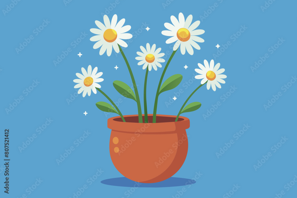 Daisy flowers in pots Vector illustration on white background, silhouette, bird, icon, svg, characters, Holiday t shirt, Hand drawn trendy Vector illustration, Rose flower Daisy flowers in pots Vector illustration on white background, silhouette, bird, icon, svg, characters, Holiday t shirt, Hand drawn trendy Vector illustration, Rose flower
