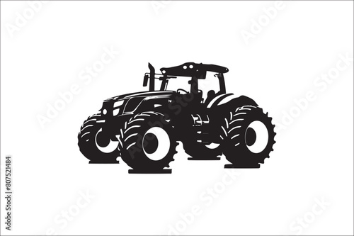 Tractor Silhouette illustration vector with black Classic old tractor on white background.