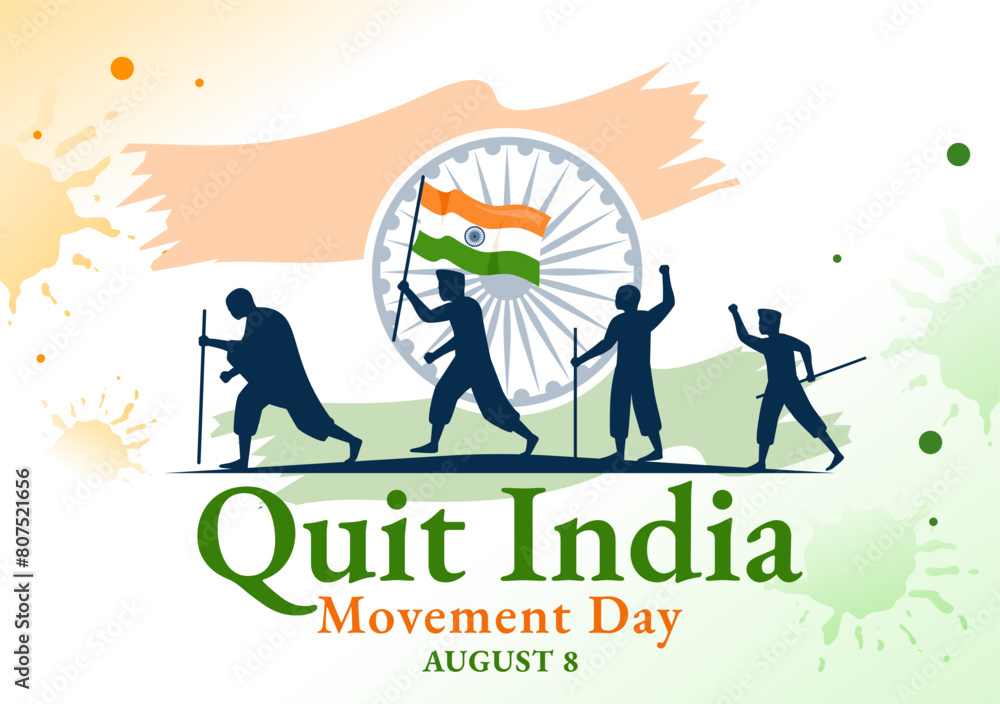 Quit India Movement Day Vector Illustration on 8 August with Indian ...