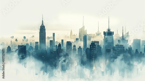 surreal city skylines of the world a white sky above a bustling cityscape