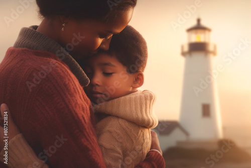 Mother hugging the child sweetly, expressing her infinite love on this Mother's Day.