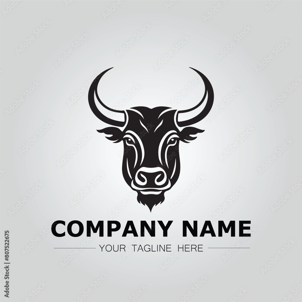 Bull Head symbol logo company vector image on the white background Bull Head symbol logo company vector image on the white background