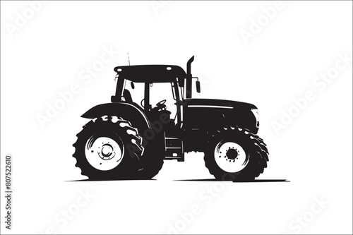 Tractor Silhouette illustration vector with black Classic old tractor on white background.