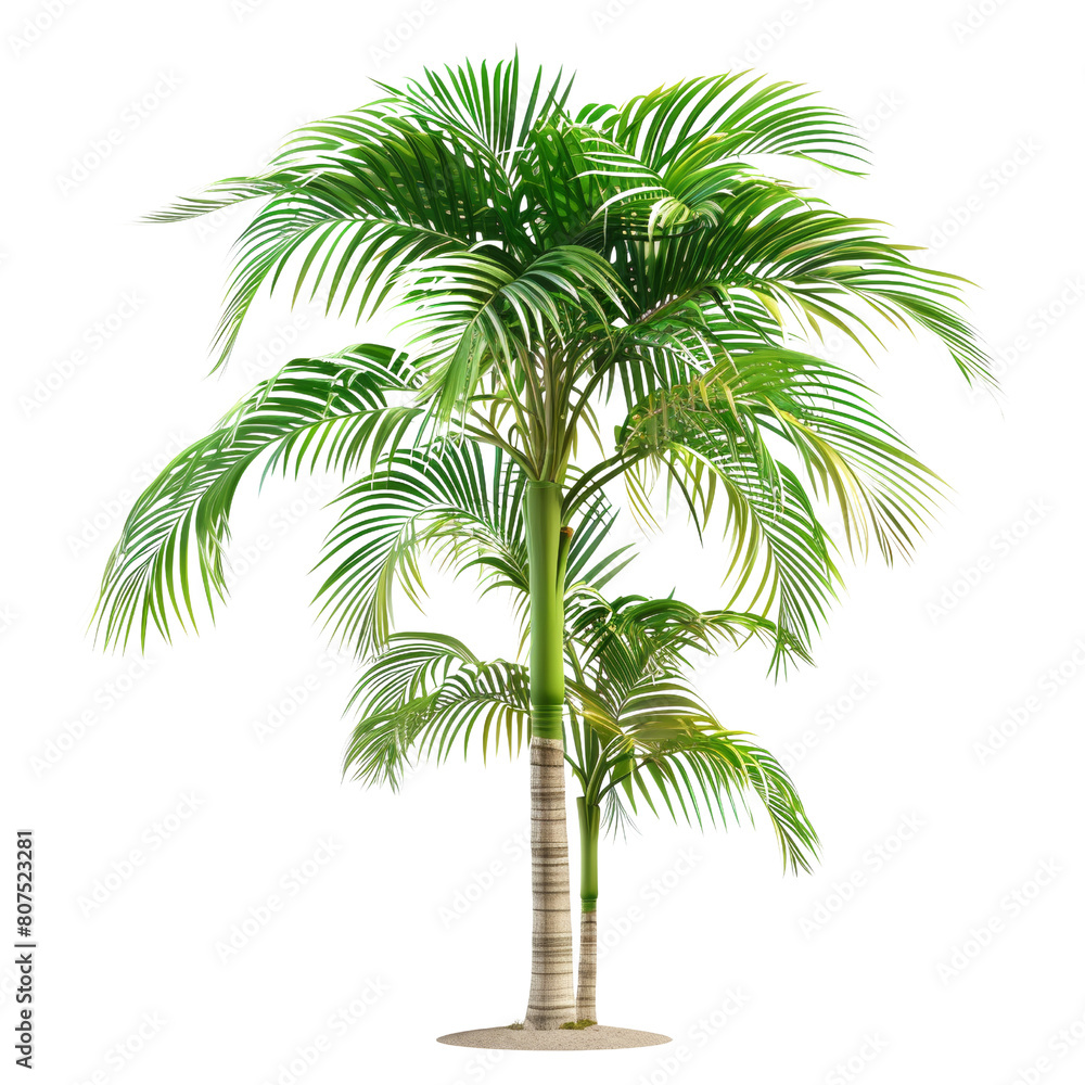 Fototapeta premium A tropical palm tree leaves, isolated on white background