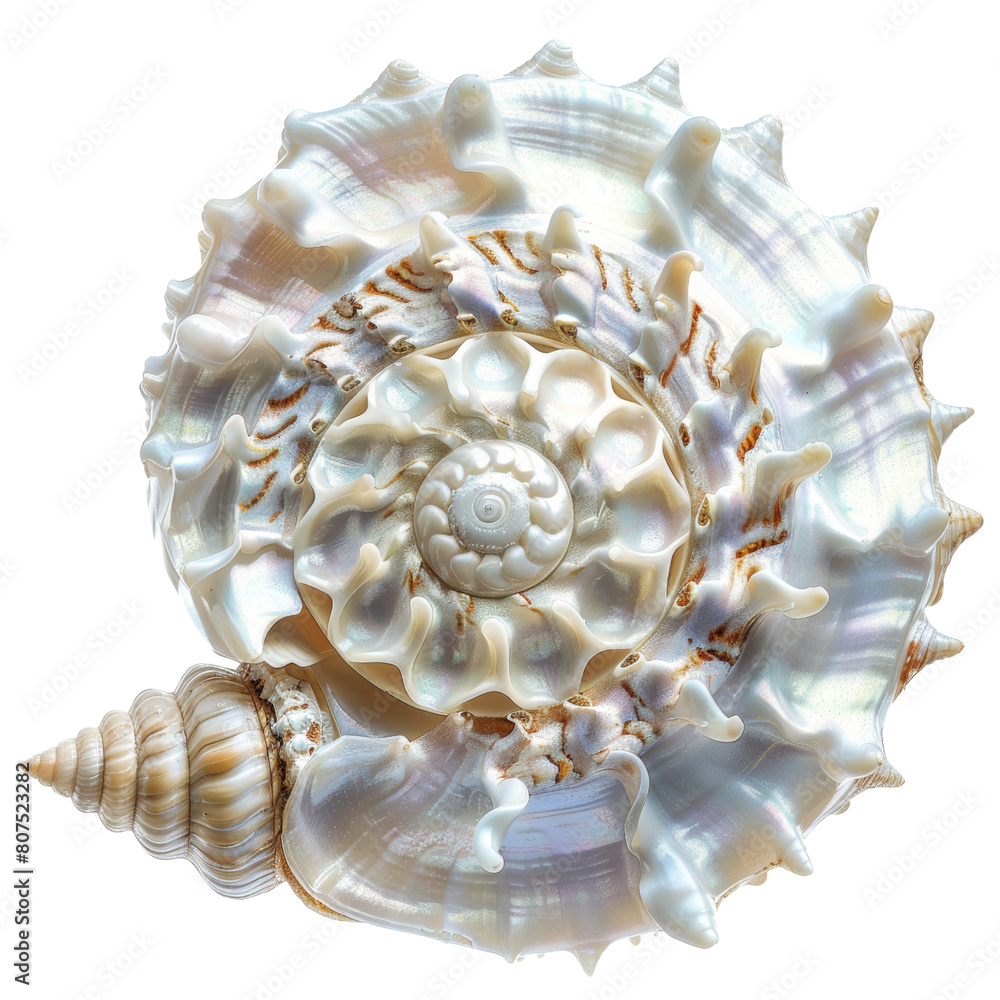 Obraz premium Beautiful detail of seashell isolated on black background