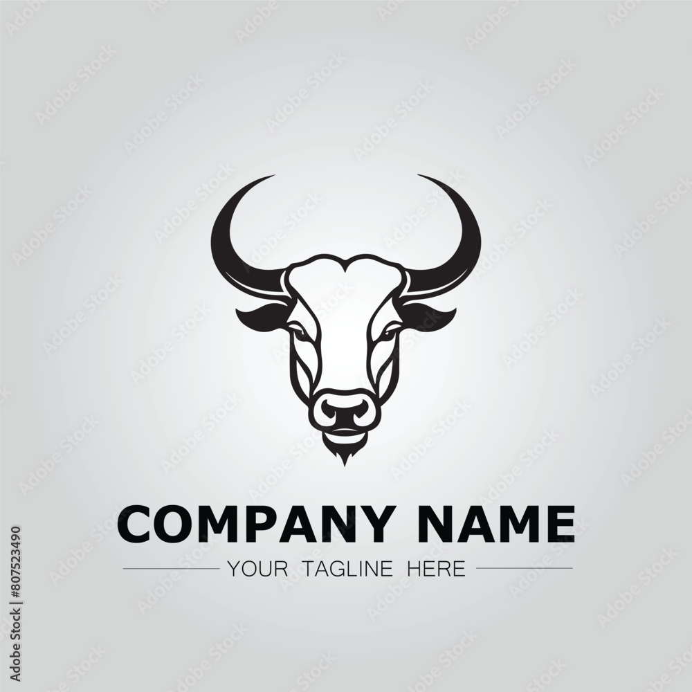Bull Head symbol logo company vector image on the white background Bull Head symbol logo company vector image on the white background