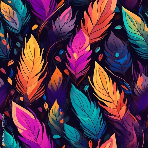 Colorful Feather Pattern with Organic Aesthetic