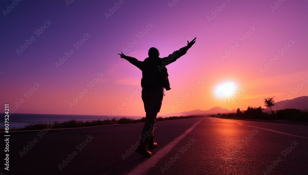 silhouette of a person in the sunset, open book with sun rays, book with cross on the hill, Bright sun light and bible book silhouette  Christ guiding the bright path.