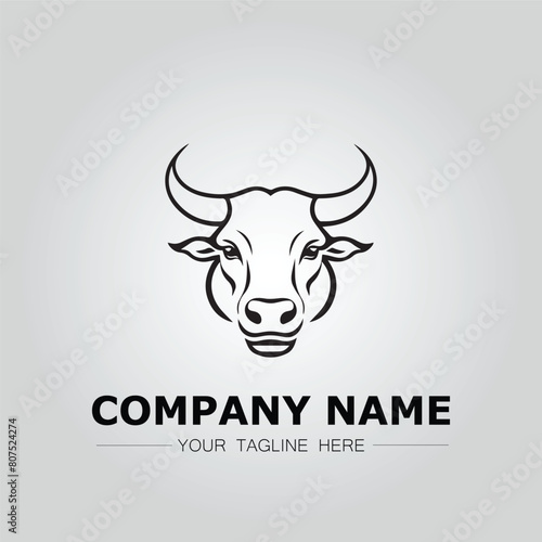 Bull Head symbol logo company vector image on the white background