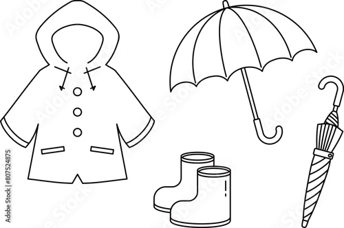 雨具　モノクロ