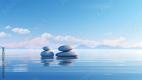 Tranquil background with calm water and balanced stones