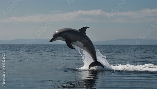 A solitary dolphin dances gracefully against a backdrop of solid white serenity ai_generated © Haroon