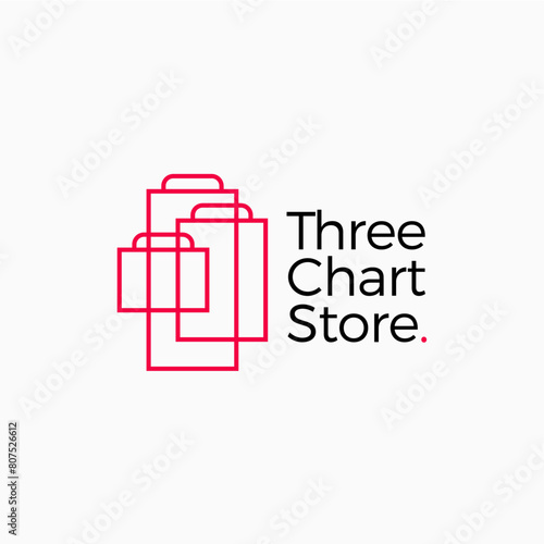 shop shopping bag three triple chart store logo vector icon illustration © gaga vastard