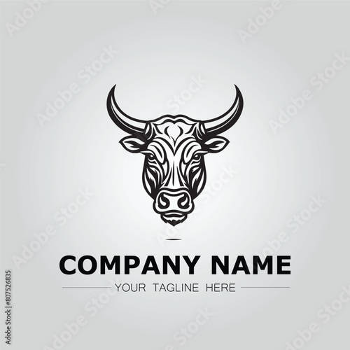 Bull Head symbol logo company vector image on the white background
