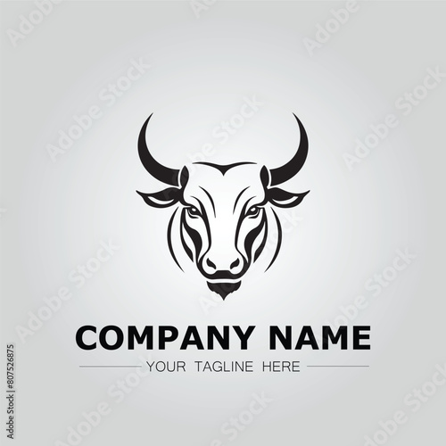 Bull Head symbol logo company vector image on the white background
