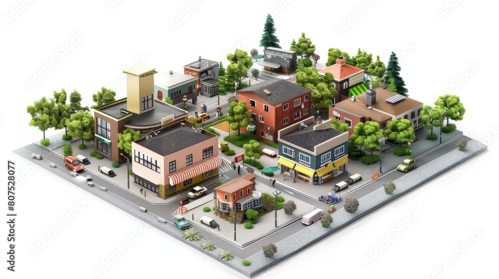 isometric view of the city, 3d render