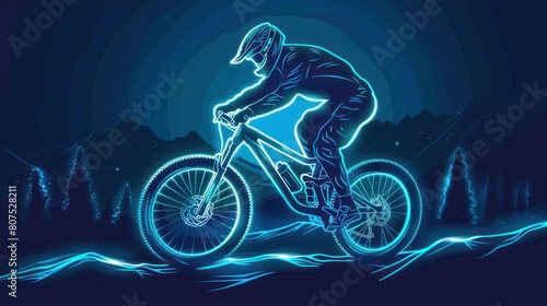Abstract silhouette of a road bike racer, man is riding on sport bicycle isolated on black background.