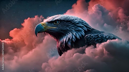 Majestic sight of an eagle through the clouds photo