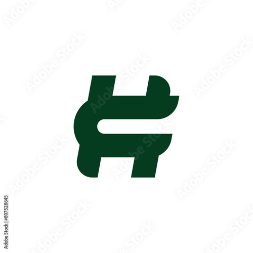 letter hc green finance simple geometric logo vector