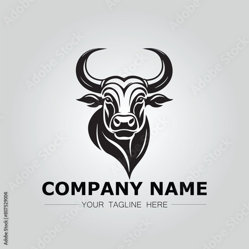 Bull Head symbol logo company vector image on the white background
