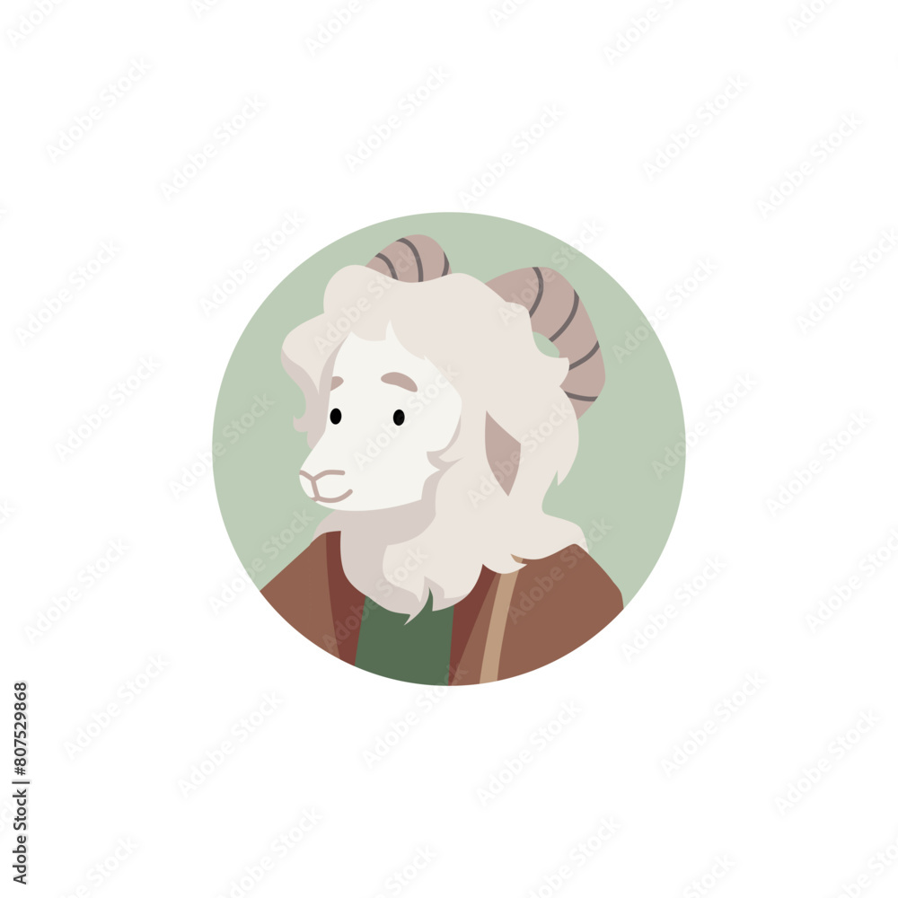 Isolated illustration of an anthropomorphic ram in clothes. Isolated illustration of an anthropomorphic ram in clothes.