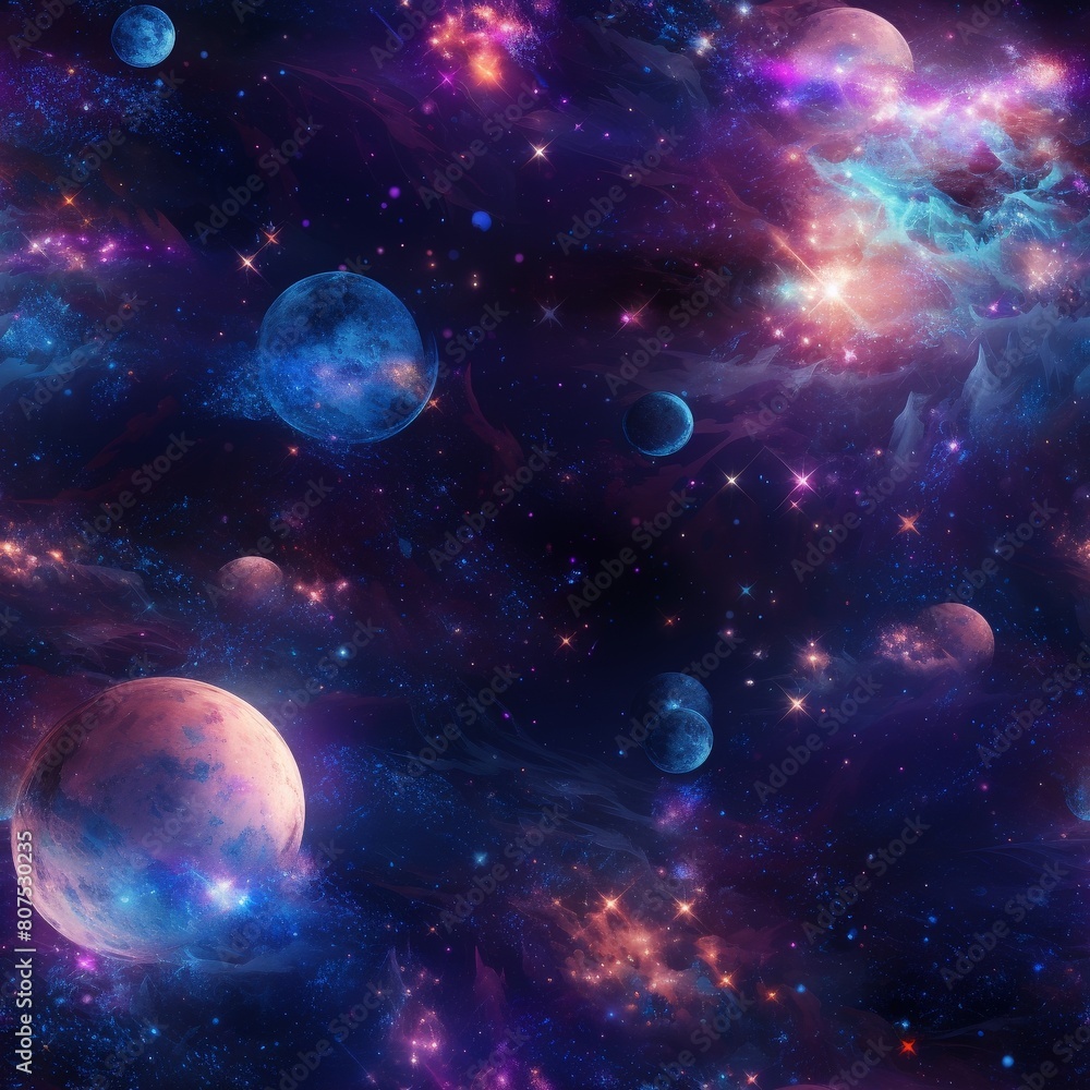 Cosmic Starfield Pattern Showcasing Galaxies and Nebulae