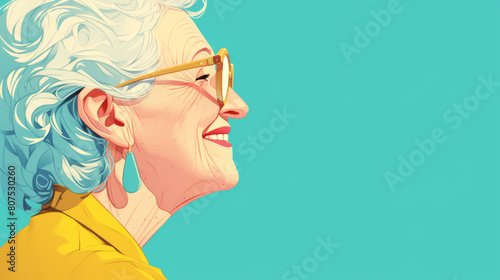 A woman with glasses and a smile on her face