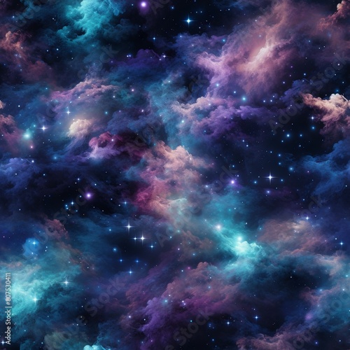 Cosmic Starfield Pattern Adorned with Galaxies and Nebulae