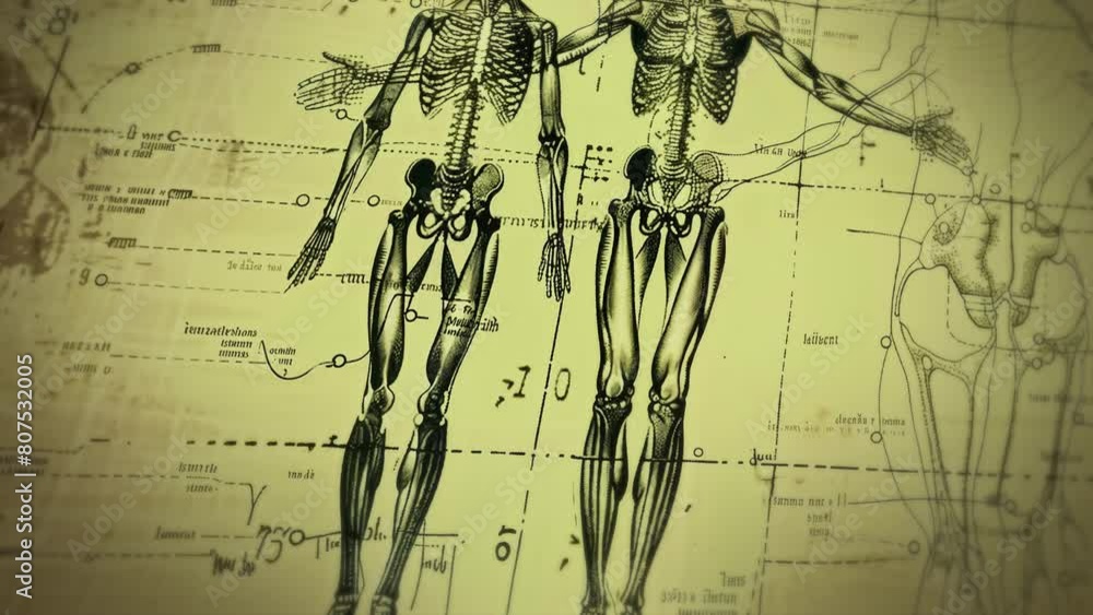 Scientific study of the human skeleton with all the bones of the body ...