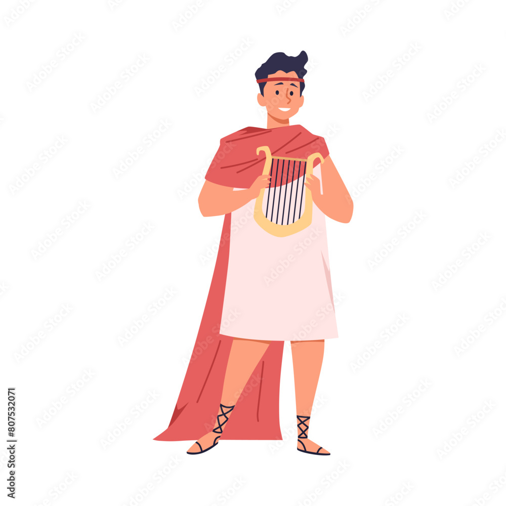 Joyful Greek musician in costume vector illustration Joyful Greek musician in costume vector illustration