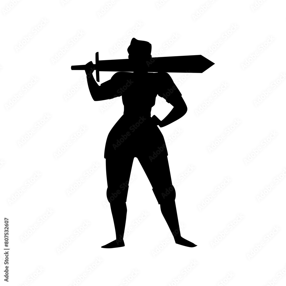Obraz premium Confident female warrior with sword silhouette