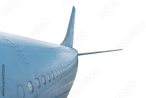 The tail of the plane was flying in the air. Isolated on transparent background