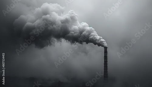 Less is More, Gloomy Smoke Stack A single smoke stack releasing smoke against a minimalistic, gloomy sky