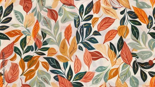 Seamless pattern. Colorful illustrated foliage pattern  perfect for vibrant wallpapers and textile designs.