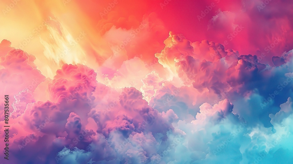 An abstract depiction of cloud technology, with vibrant colors and geometric patterns evoking the dynamic An abstract depiction of cloud technology, with vibrant colors and geometric patterns evoking the dynamic