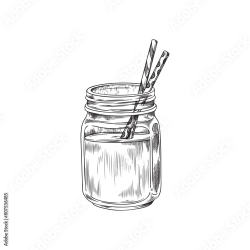 Classic smoothie mason jar vector illustration