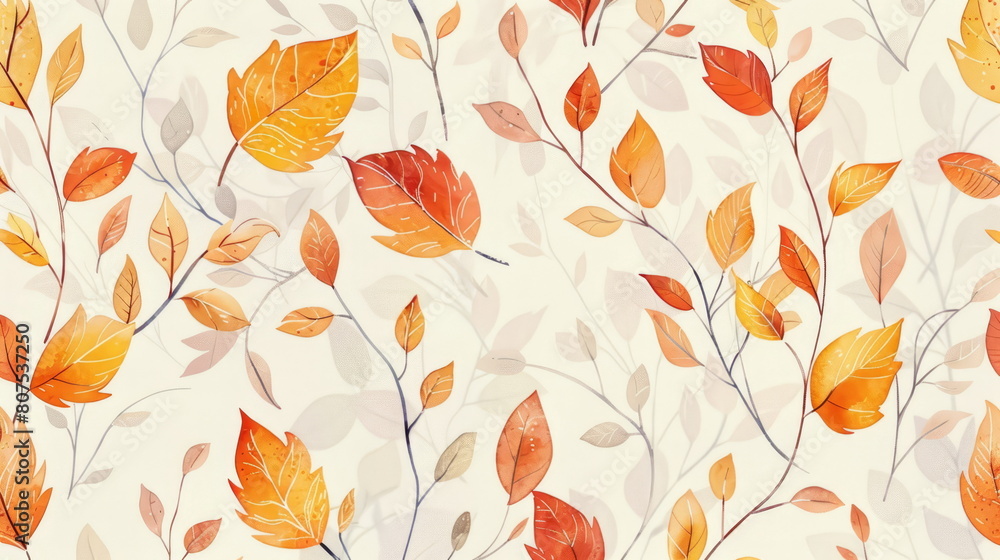Seamless pattern. Intricate leaf patterns on a neutral background, ideal for elegant wallpaper or textile designs.
