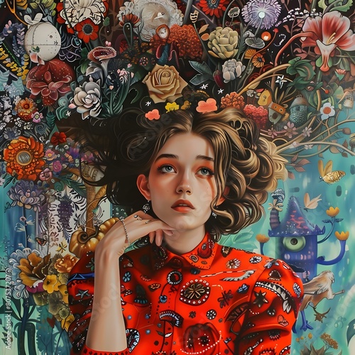 portrait of a girl with flowers wreath