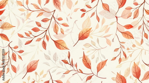 Seamless pattern. Intricate leaf patterns on a neutral background  ideal for elegant wallpaper or textile designs.