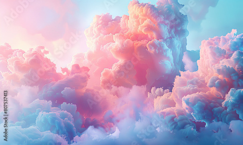 A vibrant and whimsical cloudscape infused with shades of pink and purple under a starlit sky. Generate AI