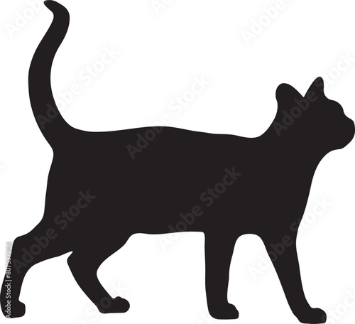 Silhouette Cat vector logo design.Vector cat silhouette view side for retro logos  Isolated on a white background