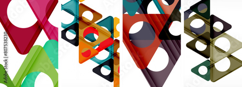 Abstract background set featuring captivating triangles. Harmonious blend of geometry and style, these designs bring modern flair