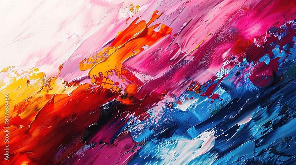 An abstract painting with bold brushstrokes and vibrant splashes of color, ideal for adding a burst of creativity to any computer background An abstract painting with bold brushstrokes and vibrant splashes of color, ideal for adding a burst of creativity to any computer background