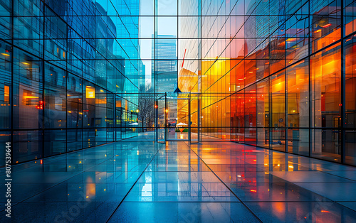 reflective surfaces of urban glass against a backdrop of steel