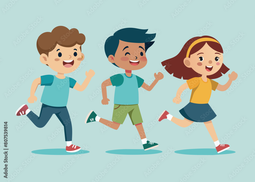 Running children vector illustration on a white background Running children vector illustration on a white background