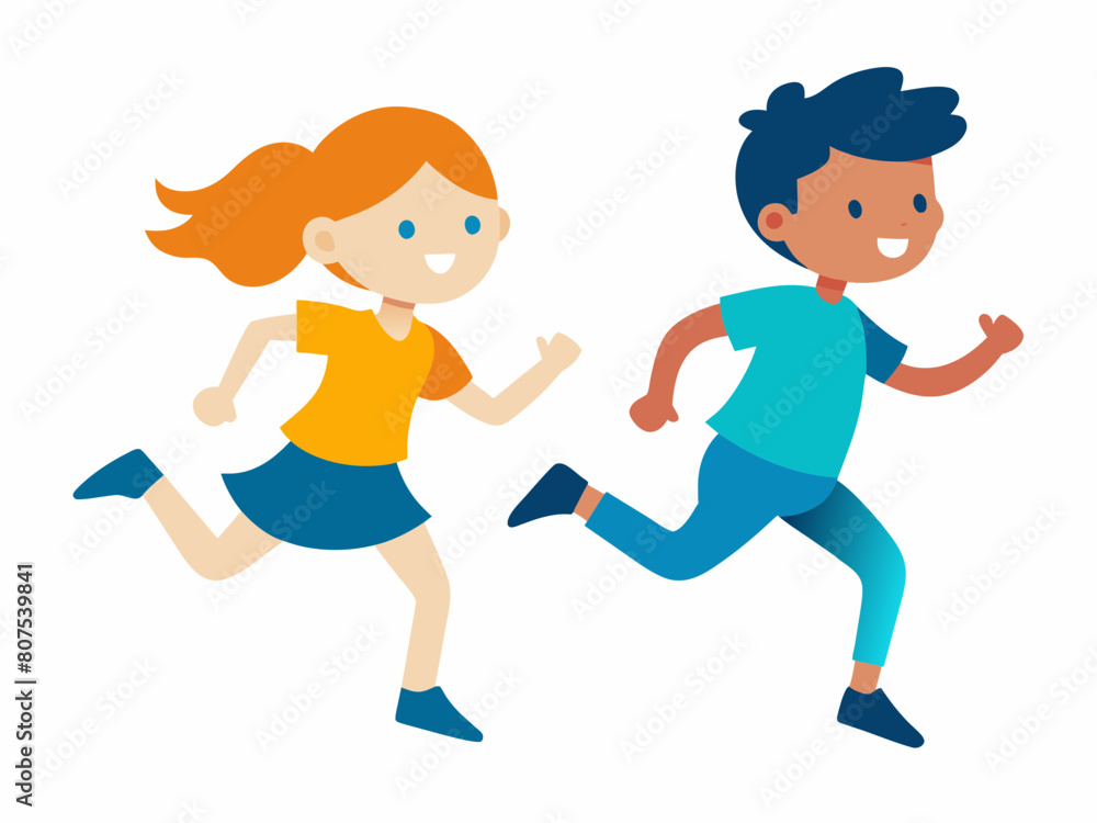 Running children vector illustration on a white background Running children vector illustration on a white background